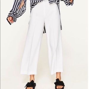 ZARA White High-Waisted Culottes